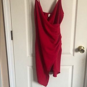 Red strapped shift wrap dress